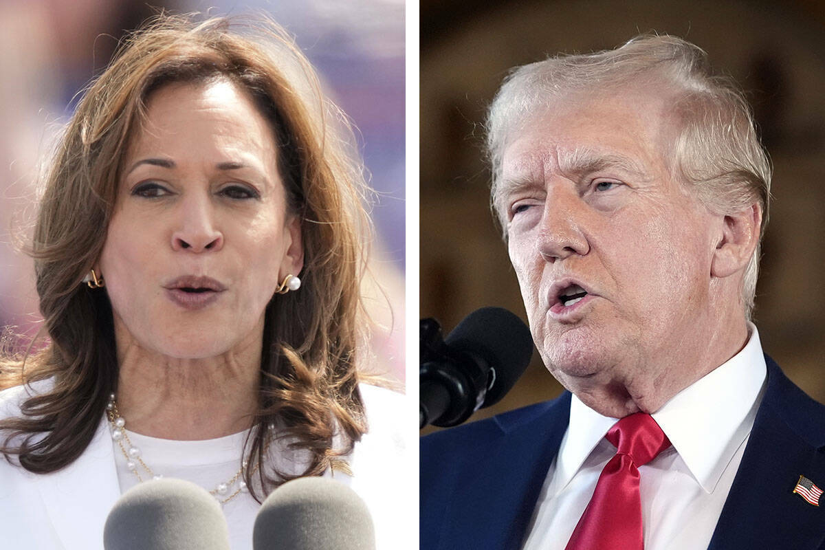 ABC dice que Kamala Harris, a la izquierda, y Donald Trump aceptaron un debate presidencial el ...