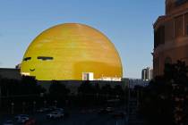 El emoji de la Sphere visto el lunes 15 de abril de 2024. (Sam Morris/Las Vegas Review-Journal)