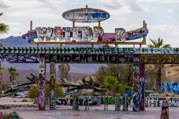 Puerta de entrada del antiguo Rock-A-Hoola Water Park, el martes 23 de julio de 2024, en Newber ...