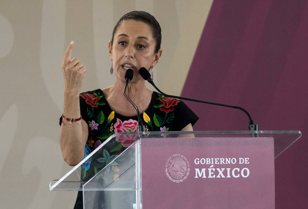 La presidenta electa de México, Claudia Sheinbaum, habla durante un acto político en Monterre ...