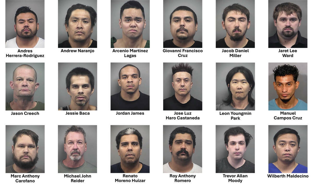 Los 18 hombres arrestados por presuntos actos sexuales con un menor en Las Vegas y North Las Ve ...