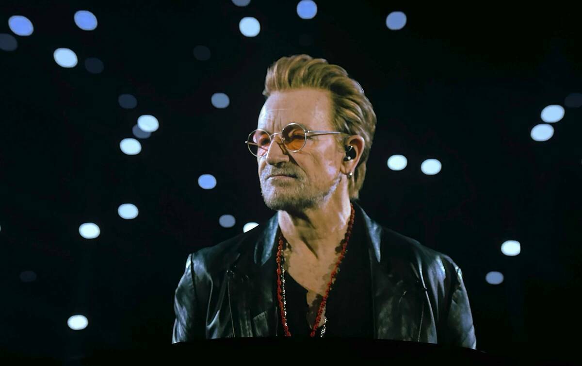 Una escena de ‘V U2 An Immersive Concert Film at Sphere Las Vegas’ en la Sphere, el jueves ...