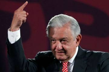 El presidente de México, Andrés Manuel López Obrador, habla durante su rueda de prensa matut ...