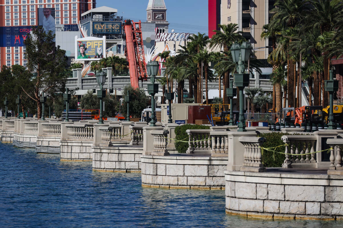 Espacios vacíos donde antes había árboles en el exterior del hotel-casino Bellagio, en Las V ...