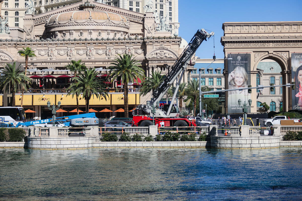 Espacios vacíos donde antes había árboles en el exterior del hotel-casino Bellagio, en Las V ...