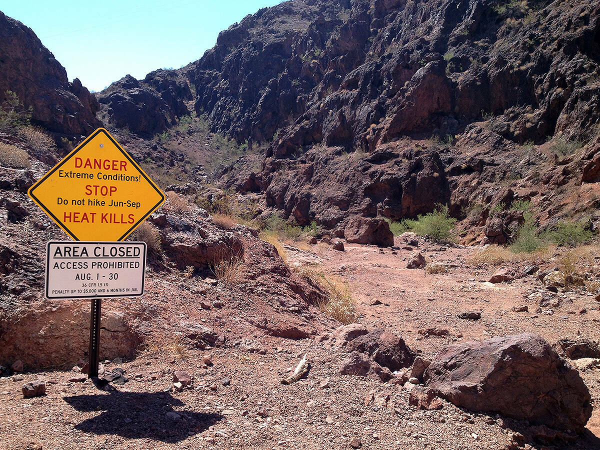 Los senderos Goldstrike Canyon y Arizona Hot Spring dentro del Lake Mead National Recreation Ar ...