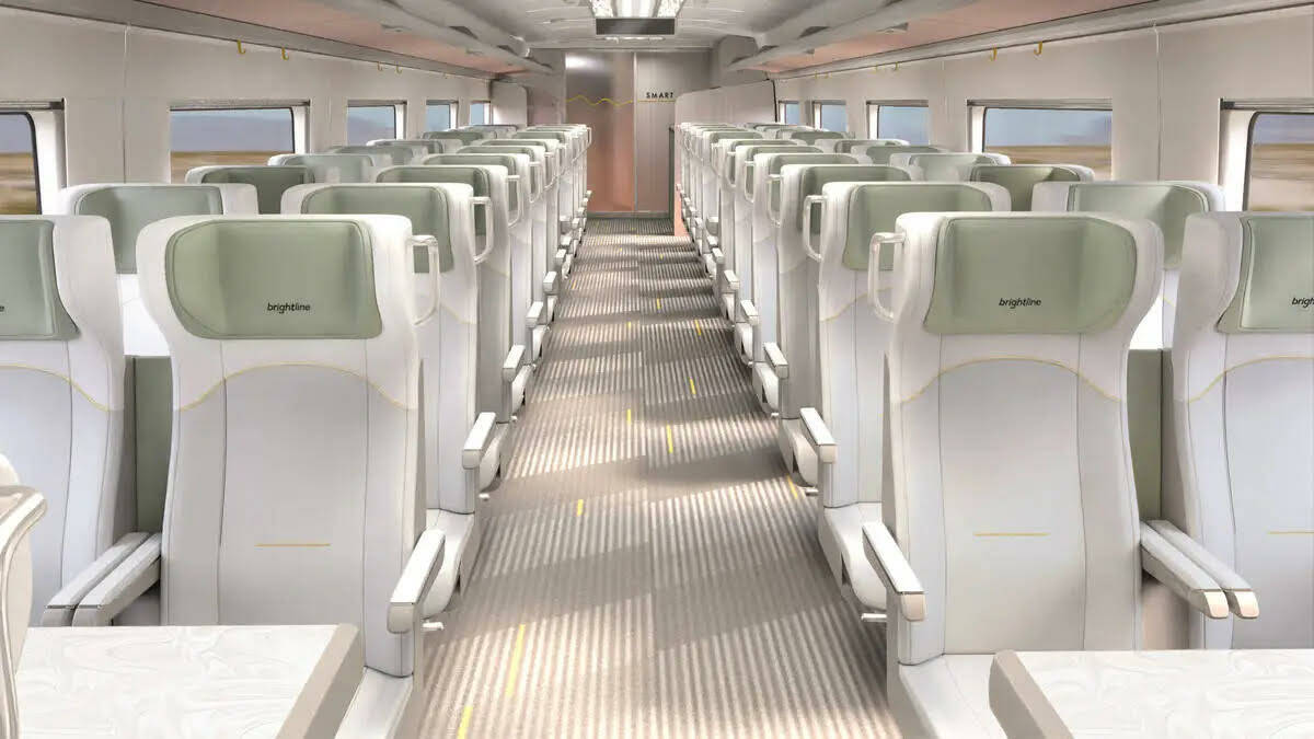 Representación del interior de un vagón inteligente del tren Siemens Mobility American Pionee ...