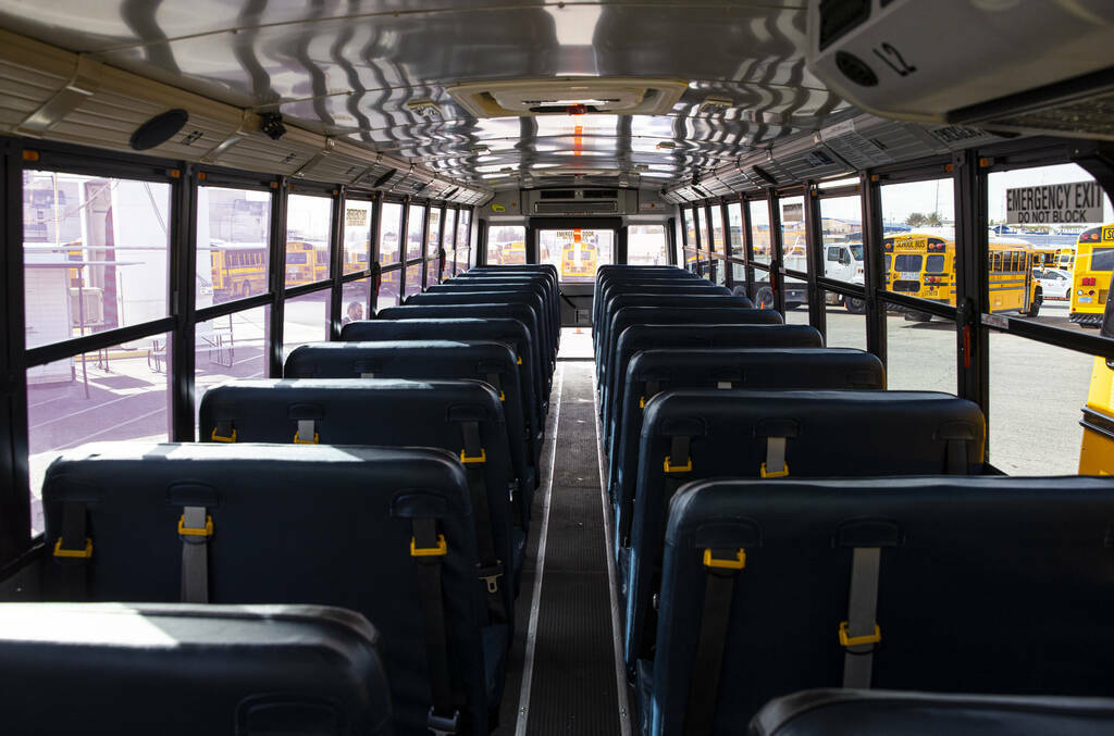 ARCHIVO - Una vista interior de un autobús escolar eléctrico adquirido por el Distrito Escola ...