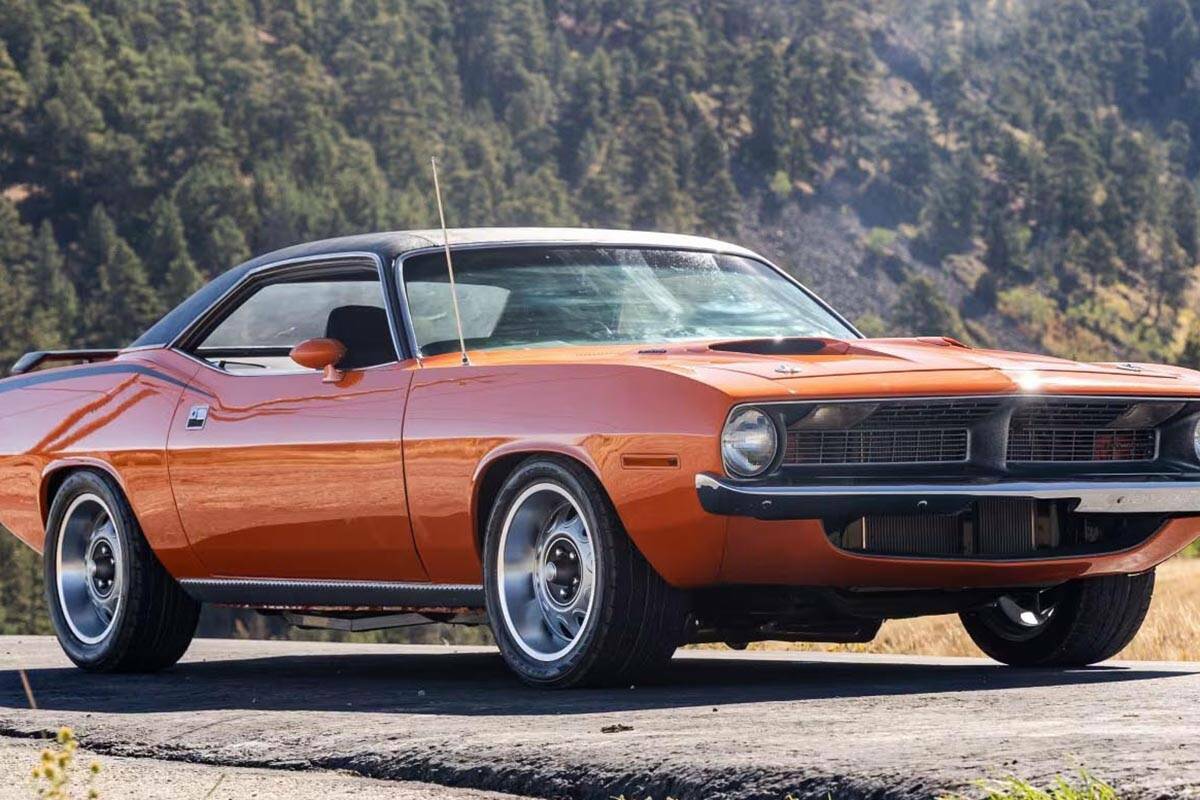 Un Plymouth Cuda de 1970 que se subastará en Mecum Las Vegas. El auto será subastado el sába ...