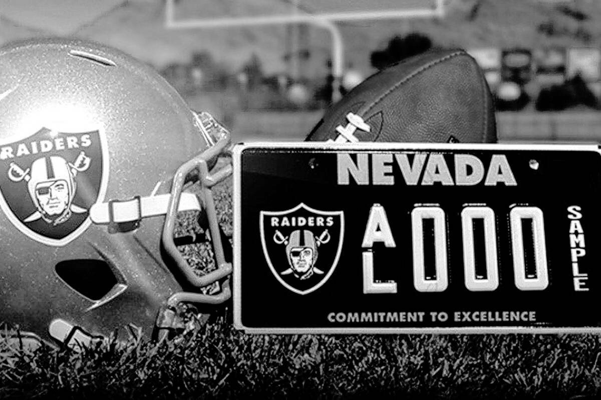 La placa vehicular especial de Nevada de los Raiders. (Raiders.com)