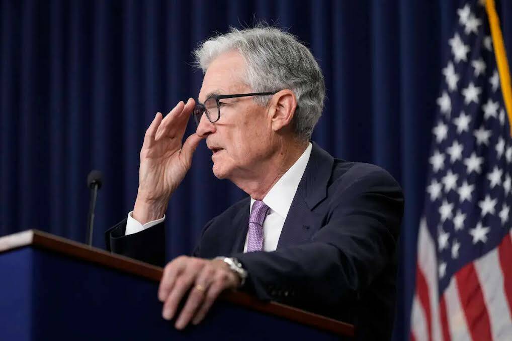 El presidente de la Junta de la Reserva Federal, Jerome Powell, habla durante una conferencia d ...