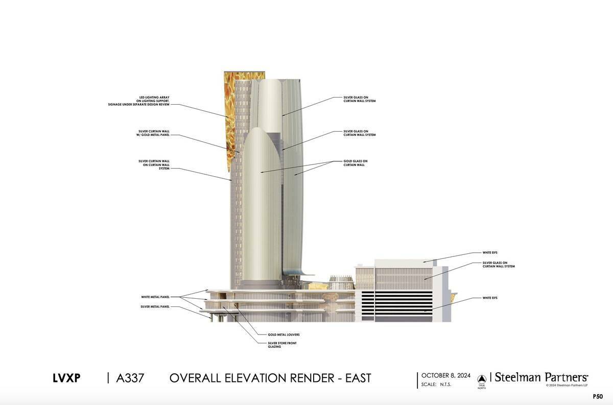 Una representación del lado orientado hacia el este del resort LVXP planeado en Las Vegas Boul ...