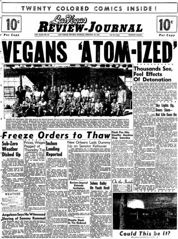 La primera plana del 28 de enero de 1951 del Las Vegas Review-Journal. (Review-Journal)