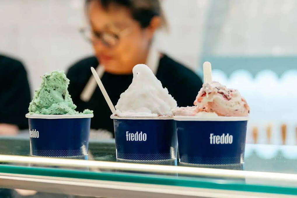 Gelato servido en Freddo Gelato Tradizionale en el suroeste de Las Vegas. La famosa heladería ...